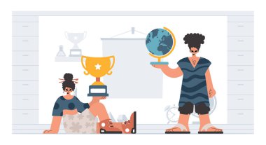 Çalışkan ve enerjik bayan okul dublörleri, okul denekleriyle başlamak için analiz ediyorlar. Moda tarzı, Vektör İllüstrasyonu