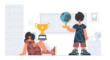 Çalışkan ve enerjik bayan okul dublörleri, okul denekleriyle başlamak için analiz ediyorlar. Moda tarzı, Vektör İllüstrasyonu