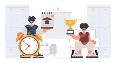 Çalışkan ve enerjik bayan okul dublörleri, okul denekleriyle başlamak için analiz ediyorlar. Moda tarzı, Vektör İllüstrasyonu