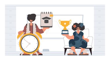 Çalışkan ve enerjik bayan okul dublörleri, okul denekleriyle başlamak için analiz ediyorlar. Moda tarzı, Vektör İllüstrasyonu