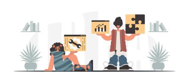 Seo yıldızlarının koleksiyonu. Bilgi kapasitesi konseptinin senkronizasyonu ve güvenliği. Moda tarzı, Vektör İllüstrasyonu