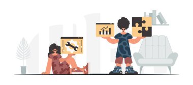 Seo yıldızlarının koleksiyonu. Bilgi kapasitesi konseptinin senkronizasyonu ve güvenliği. Moda tarzı, Vektör İllüstrasyonu