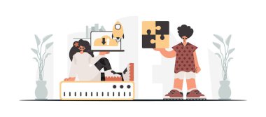 Seo yıldızlarının koleksiyonu. Bilgi kapasitesi konseptinin senkronizasyonu ve güvenliği. Moda tarzı, Vektör İllüstrasyonu