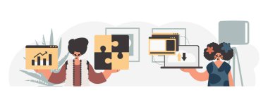 SEO ustalarının koleksiyonu. Veri kapasitesi konseptinin senkronizasyonu ve güvenliği. Moda tarzı, Vektör İllüstrasyonu