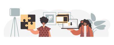 Seo yıldızlarının koleksiyonu. Bilgi kapasitesi konseptinin senkronizasyonu ve güvenliği. Moda tarzı, Vektör İllüstrasyonu