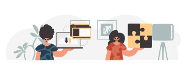 Seo yıldızlarının koleksiyonu. Bilgi kapasitesi konseptinin senkronizasyonu ve güvenliği. Moda tarzı, Vektör İllüstrasyonu