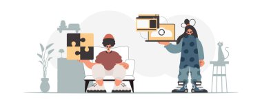 Seo yıldızlarının koleksiyonu. Veri kapasitesi konseptinin senkronizasyonu ve güvenliği. Moda tarzı, Vektör İllüstrasyonu