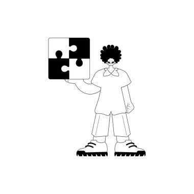 Onun el yazısıyla karışık bir adam. Tam bir hayırseverlik ve uzay kablosu televizyon tasfiye edicisi sanat eseri. Moda tarzı, Vektör İllüstrasyonu