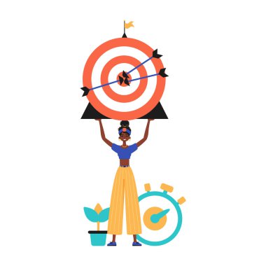 Kızı onun el yazısını elinde tutuyor. Çekirdek savaş alanına isabet eden okla yutuyor. Moda tarzı, Vektör İllüstrasyonu