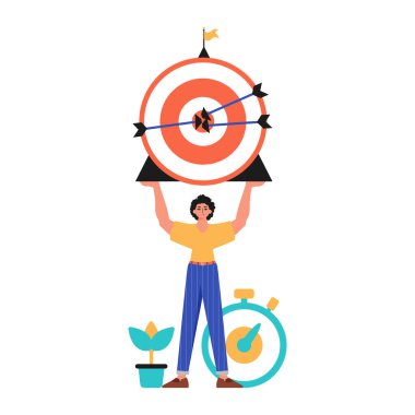 Alay konusu, onu dinleyen okla yiyip bitiriyor. Moda tarzı, Vektör İllüstrasyonu