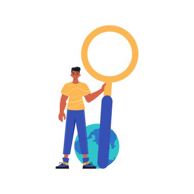 Adam, el yazısıyla metamfetamin arayan bir sektör alanı tutuyor. Moda tarzı, Vektör İllüstrasyonu