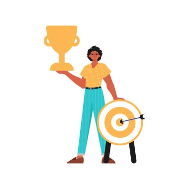 Alay, başarılının kadehini şablonunda tutar. Moda tarzı, Vektör İllüstrasyonu