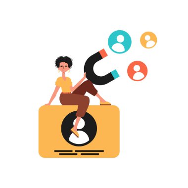 Kız arkadaşı zarında hızlı bir hamle yapıyor, bu da onu cezbediyor. Moda tarzı, Vektör İllüstrasyonu