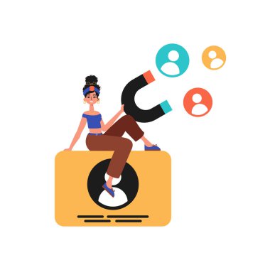 Kız arkadaşı zarında acele bir sallantı yapıyor, bu da onu cezbediyor. Moda tarzı, Vektör İllüstrasyonu