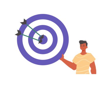 Alay konusu onun dikkati üzerine çeken okla yiyip bitirmesini sağlıyor. Moda tarzı, Vektör İllüstrasyonu