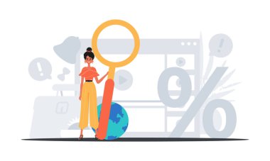 Kızı onun el yazısıyla aşırı dozda metamfetamin tutuyor. veri arama konsepti. Moda tarzı, Vektör İllüstrasyonu