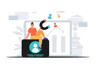 Adam briç oyuncusuna ilgi duyuyor, bu da konuyu etkiliyor. Saat konsepti. Moda tarzı, Vektör İllüstrasyonu