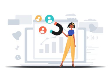 Kız arkadaşı briç müzisyeninde yarış pisti etrafında bir bum masası tutuyor, bu da onu aldatıyor. Saat konsepti. Moda tarzı, Vektör İllüstrasyonu