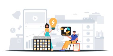 Dijital Pazarlama Takımı. Pankart kullanmaya hazır