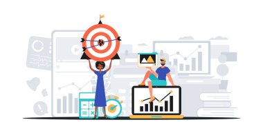 Dijital Pazarlama Takımı. Pankart kullanmaya hazır