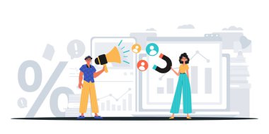 Dijital Pazarlama Takımı. Pankart kullanmaya hazır