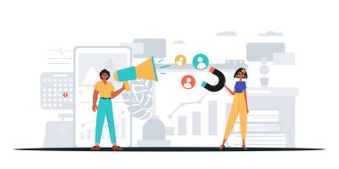 Dijital Pazarlama Takımı. Pankart kullanmaya hazır