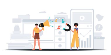 Dijital Pazarlama Takımı. Pankart kullanmaya hazır