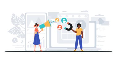 Dijital Pazarlama Takımı. Pankart kullanmaya hazır