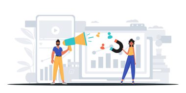 Dijital Pazarlama Takımı. Pankart kullanmaya hazır