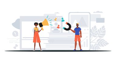 Dijital Pazarlama Takımı. Pankart kullanmaya hazır