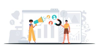 Dijital Pazarlama Takımı. Pankart kullanmaya hazır