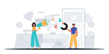 Dijital Pazarlama Takımı. Pankart kullanmaya hazır