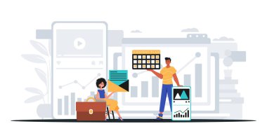 Dijital Pazarlama Takımı. Pankart kullanmaya hazır