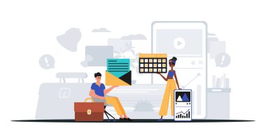 Dijital Pazarlama Takımı. Pankart kullanmaya hazır