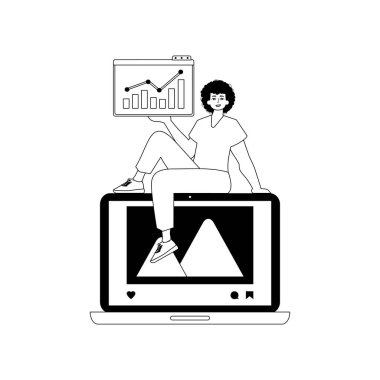 Guy, fotoğraf ve büyüme grafiği. Sosyal ağ kökü. Kaçak içki ve White tarzı. Moda tarzı, Vektör İllüstrasyonu