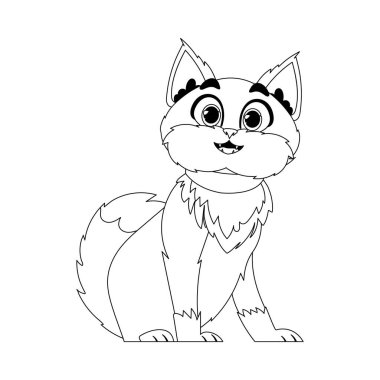 Organize olmuş zeki bir kedi, çocuk boyama kitapları için göz kamaştırıcı. Çizgi film biçimi, Vektör İllüstrasyonu