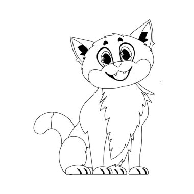 Organize bir organizasyondaki akıllı kedi, çocuk boyama kitapları için şaşırtıcı. Çizgi film biçimi, Vektör İllüstrasyonu
