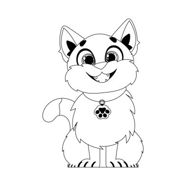 Organize olmuş zeki bir kedi, çocuk boyama kitapları için hayret verici. Çizgi film biçimi, Vektör İllüstrasyonu