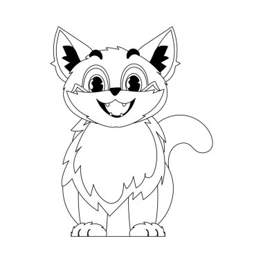 Organize olmuş zeki bir kedi, çocuk boyama kitapları için şok edici. Çizgi film biçimi, Vektör İllüstrasyonu