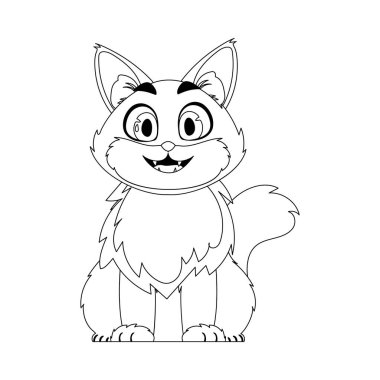 Organize olmuş zeki bir kedi, çocuk boyama kitapları için olağanüstü. Çizgi film biçimi, Vektör İllüstrasyonu