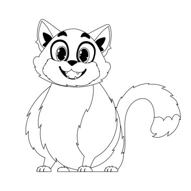 Organize bir organizasyondaki akıllı kedi, çocuk boyama kitapları için dikkat çekici. Çizgi film biçimi, Vektör İllüstrasyonu