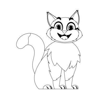 Organize olmuş zeki bir kedi, çocuk boyama kitapları için sersemletici. Çizgi film biçimi, Vektör İllüstrasyonu