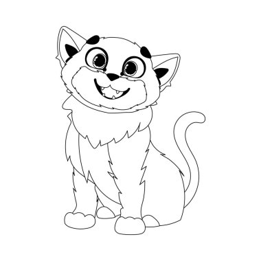 Organize olmuş zeki bir kedi, çocuk boyama kitapları için göz kamaştırıcı. Çizgi film biçimi, Vektör İllüstrasyonu