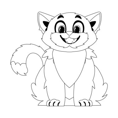 Organize olmuş zeki bir kedi, çocuk boyama kitapları için şok edici. Çizgi film biçimi, Vektör İllüstrasyonu