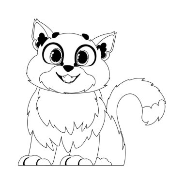 Organize olmuş zeki bir kedi, çocuk boyama kitapları için göz kamaştırıcı. Çizgi film biçimi, Vektör İllüstrasyonu