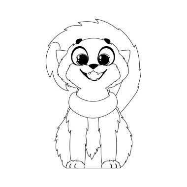 Organize olmuş zeki bir kedi, çocuk boyama kitapları için şaşırtıcı. Çizgi film biçimi, Vektör İllüstrasyonu