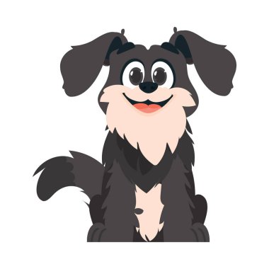 Eğlencelik loş köpek. Gülümseyen köpek. Çizgi film biçimi, Vektör İllüstrasyonu