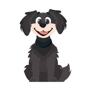Eğlencelik loş köpek. Sırıtan köpek. Çizgi film biçimi, Vektör İllüstrasyonu
