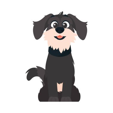Eğlencelik loş köpek. Gülümseyen köpek. Çizgi film biçimi, Vektör İllüstrasyonu