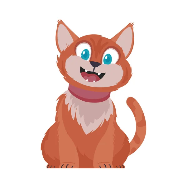 Κλειδώνει Μια Χαρούμενη Ρόδινη Γάτα Χαμογελαστή Γάτα Στυλ Κινουμένων Σχεδίων — Διανυσματικό Αρχείο